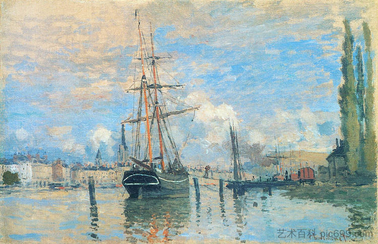 鲁昂的塞纳河 The Seine at Rouen (1872)，克劳德·莫奈