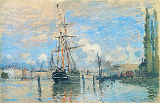 鲁昂的塞纳河 The Seine at Rouen (1872)，克劳德·莫奈