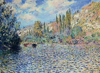 维特伊的塞纳河 The Seine at Vetheuil (1879)，克劳德·莫奈
