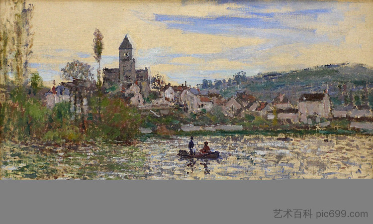 维特伊的塞纳河 The Seine at Vetheuil (1879)，克劳德·莫奈