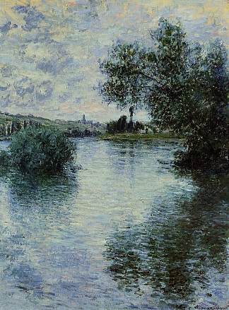 维特伊的塞纳河 The Seine at Vetheuil (1879)，克劳德·莫奈
