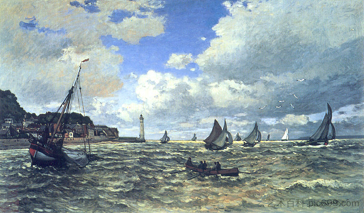 洪弗鲁尔的塞纳河口 The Seine Estuary at Honfluer (1865)，克劳德·莫奈