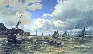 洪弗鲁尔的塞纳河口 The Seine Estuary at Honfluer (1865)，克劳德·莫奈