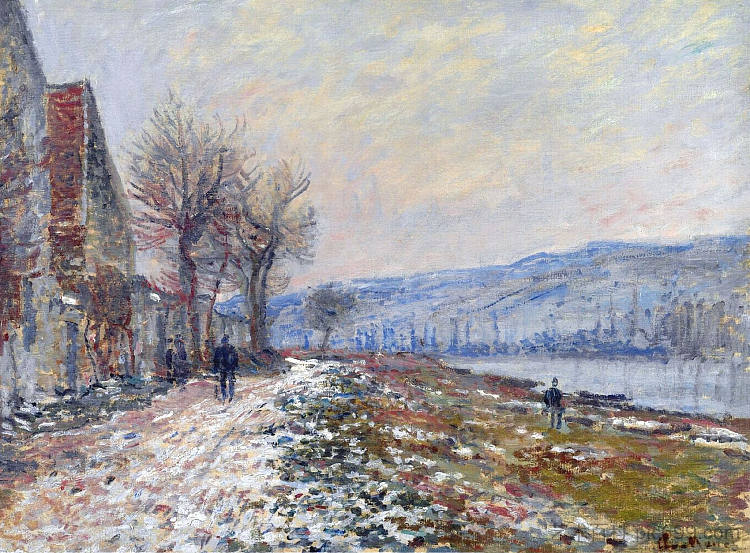 拉瓦库尔的锡恩，雪的影响 The Siene at Lavacourt, Effect of Snow (1879)，克劳德·莫奈