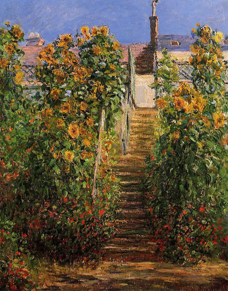 韦特伊的台阶 The Steps at Vetheuil (1881),克劳德·莫奈