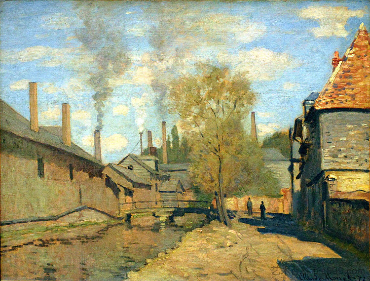 鲁昂的罗贝克溪流 The Stream of Robec at Rouen (1872),克劳德·莫奈