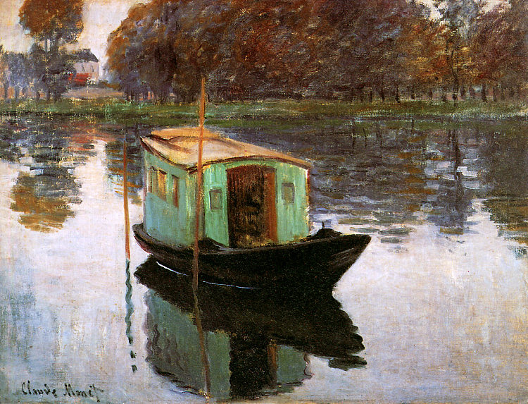 工作室船 The Studio-Boat (1874)，克劳德·莫奈