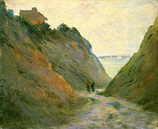 瓦兰奇维尔悬崖上的沉没之路 The Sunken Road in the Cliff at Varangeville (1882)，克劳德·莫奈