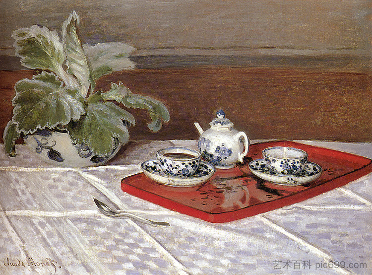 茶具 The Tea Set (1872)，克劳德·莫奈