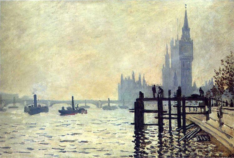 威斯敏斯特下面的泰晤士河 The Thames below Westminster (1871)，克劳德·莫奈