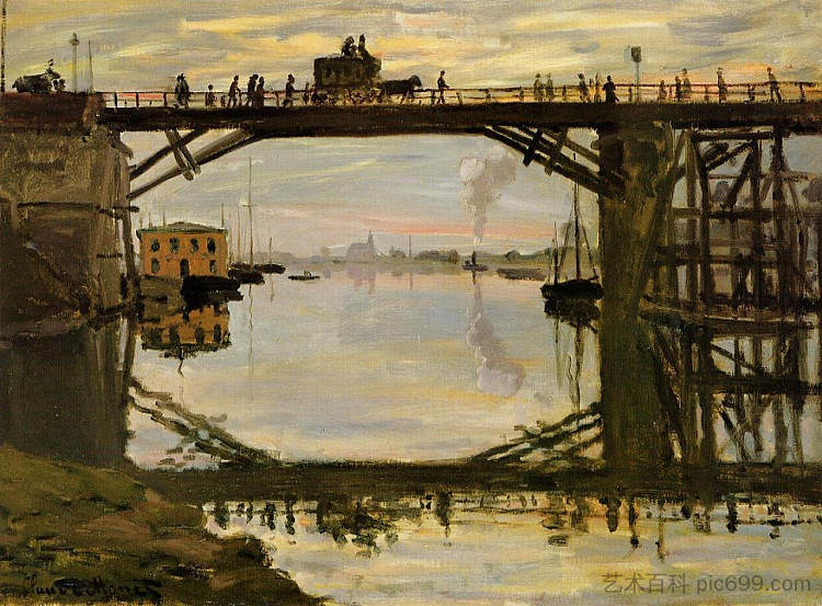 木桥 The Wooden Bridge (1872),克劳德·莫奈