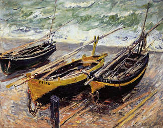 三艘渔船 Three Fishing Boats (1885)，克劳德·莫奈