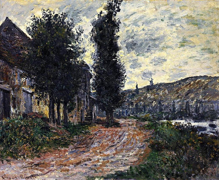 拉瓦库尔的拖车道 Tow Path at Lavacourt (1878),克劳德·莫奈