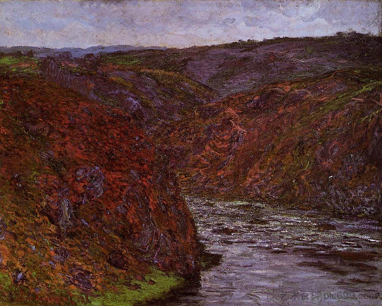 灰色的天空，克鲁塞山谷 Valley of the Creuse, Grey Sky (1889)，克劳德·莫奈