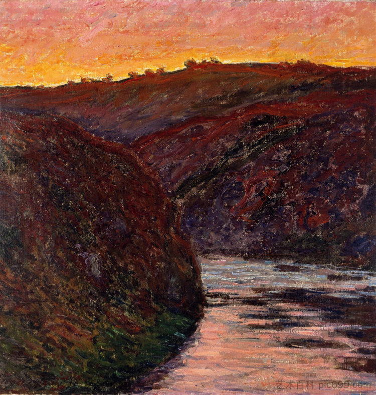 溪谷，日落 Valley of the Creuse, Sunset (1889)，克劳德·莫奈