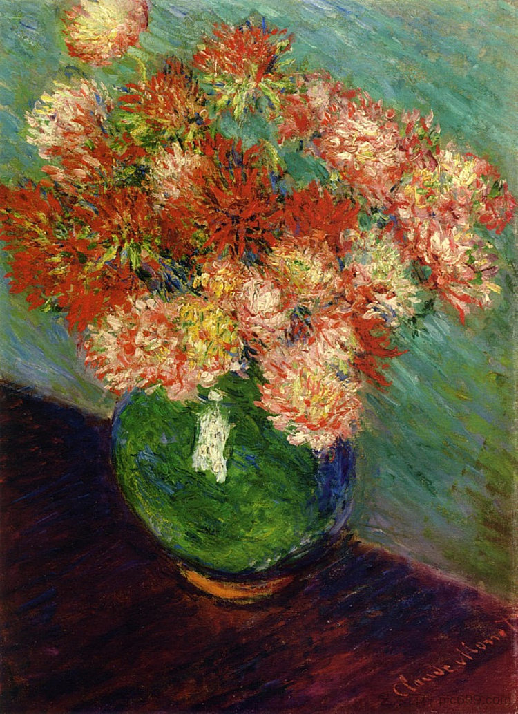 菊花瓶 Vase of Chrysanthemums (c.1882 - 1883),克劳德·莫奈