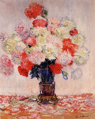 牡丹花瓶 Vase of Peonies (1882)，克劳德·莫奈