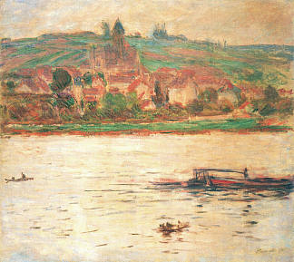 塞纳河上的驳船 Vetheuil, Barge on the Seine (1901 – 1902)，克劳德·莫奈