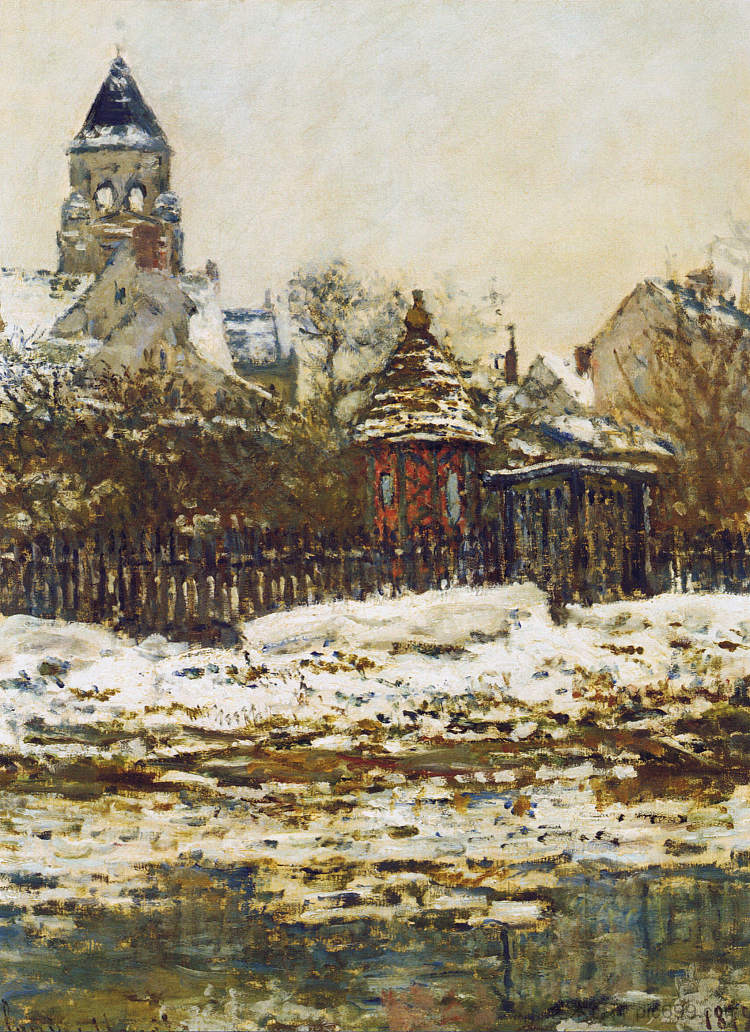 Vetheuil，冬天的教堂 Vetheuil, The Church in Winter (1879)，克劳德·莫奈