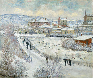 雪地里的阿让特伊景色 View of Argenteuil in the Snow (1875)，克劳德·莫奈