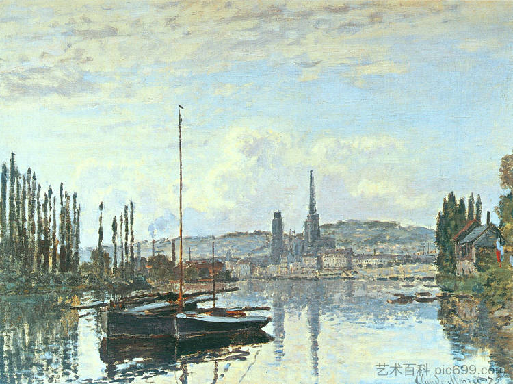 鲁昂景观 View of Rouen (1872)，克劳德·莫奈