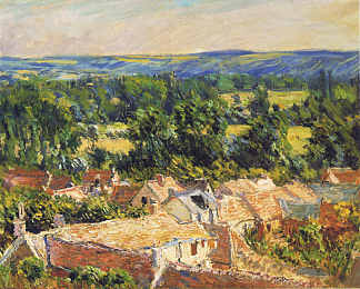 吉维尼村的景色 View on village of Giverny (1886)，克劳德·莫奈