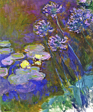 睡莲和草甲草 Water Lilies and Agapanthus (1914 – 1917)，克劳德·莫奈