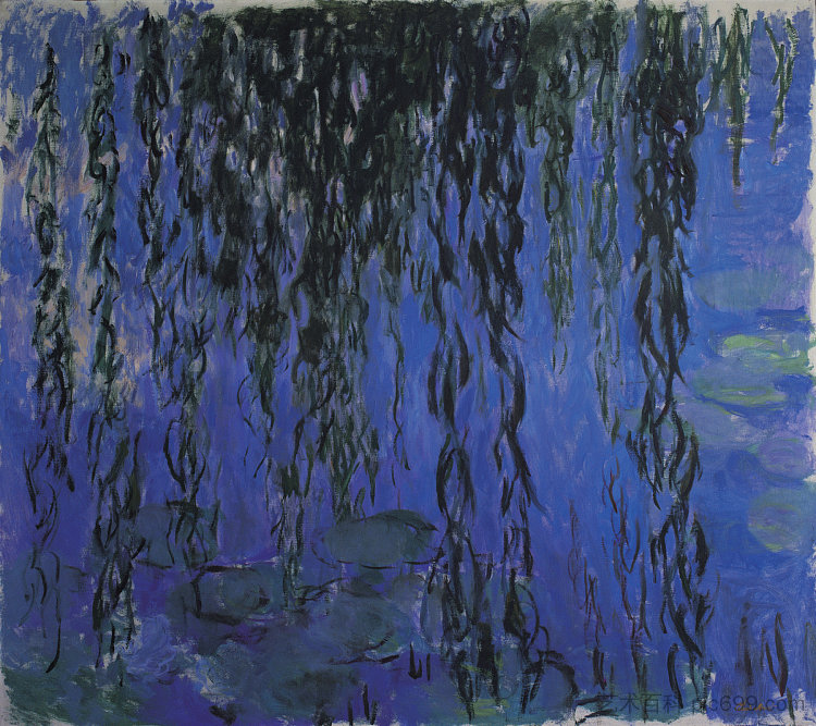 Water Lilies and Weeping Willow Branches Water Lilies and Weeping Willow Branches (1916 - 1919),克劳德·莫奈