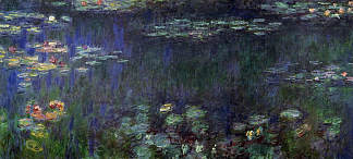 绿映睡莲(左半) Water Lilies, Green Reflection (left half) (1920 – 1926)，克劳德·莫奈