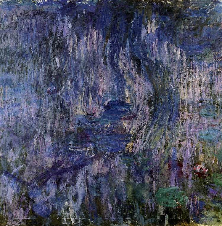 睡莲，垂柳的倒影 Water Lilies, Reflection of a Weeping Willows (1916 - 1919)，克劳德·莫奈