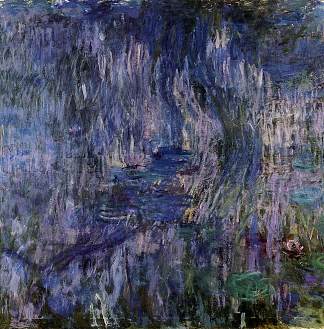 睡莲，垂柳的倒影 Water Lilies, Reflection of a Weeping Willows (1916 – 1919)，克劳德·莫奈