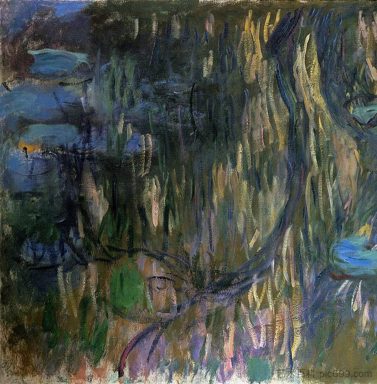 睡莲，垂柳倒影(左半) Water Lilies, Reflections of Weeping Willows (left half) (1916 - 1919)，克劳德·莫奈