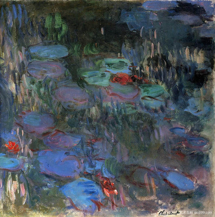 睡莲，垂柳倒影(右半) Water Lilies, Reflections of Weeping Willows (right half) (1916 - 1919)，克劳德·莫奈