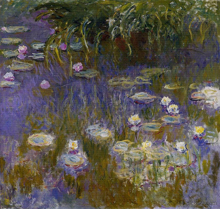 睡莲，黄色和丁香 Water Lilies, Yellow and Lilac (1914 - 1917)，克劳德·莫奈