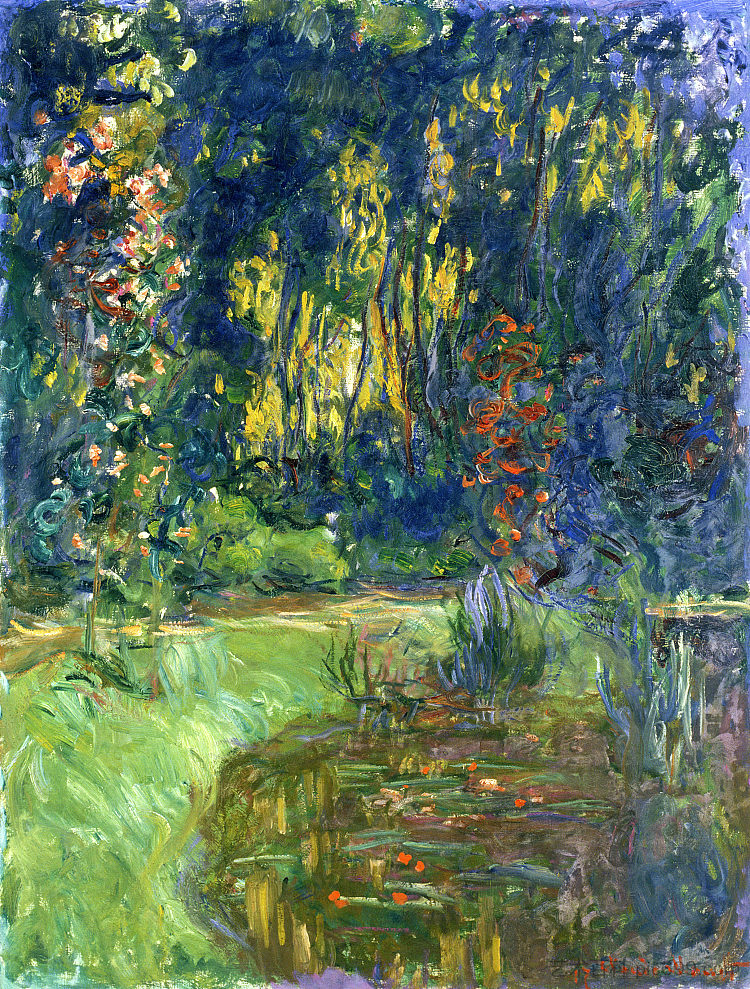 吉维尼的睡莲池 Water Lily Pond at Giverny (1918 - 1919)，克劳德·莫奈