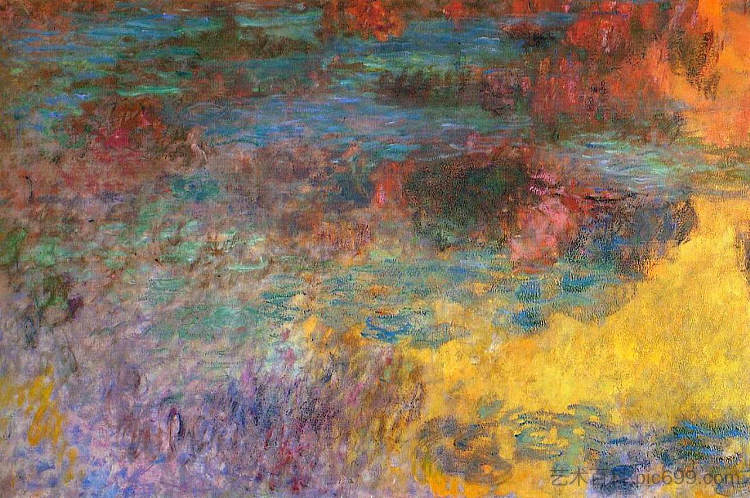 睡莲池,傍晚(左图) Water Lily Pond, Evening (left panel) (1920 - 1926),克劳德·莫奈