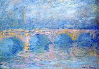 黄昏时的滑铁卢大桥，粉色效果 Waterloo Bridge at Sunset, Pink Effect (1903)，克劳德·莫奈