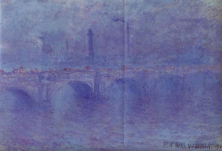 滑铁卢桥,雾的影响 Waterloo Bridge, Effect of Fog (1903),克劳德·莫奈