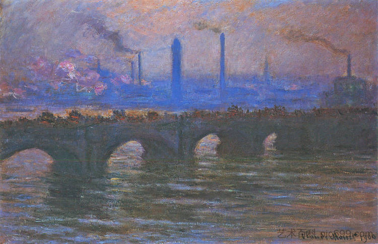 滑铁卢桥，阴天 Waterloo Bridge, Overcast Weather (1904)，克劳德·莫奈