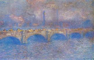 滑铁卢大桥，阳光效应 Waterloo Bridge, Sunlight Effect (1903)，克劳德·莫奈