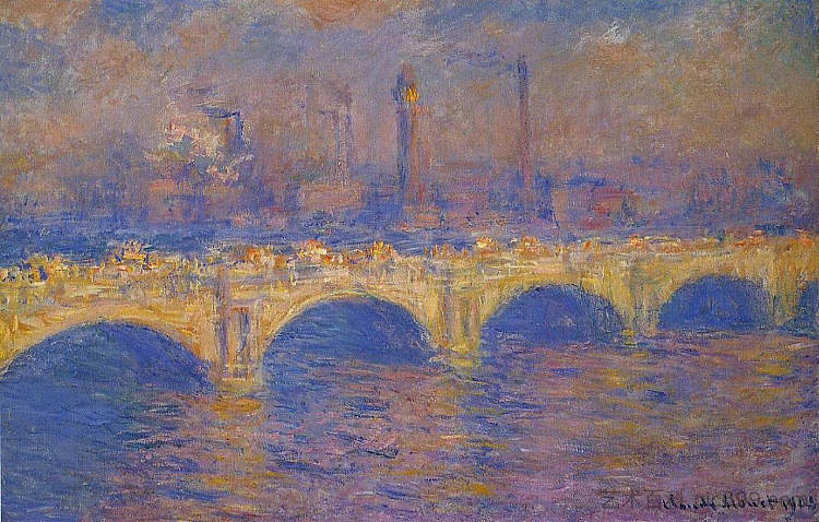 滑铁卢大桥,阳光效应 Waterloo Bridge, Sunlight Effect (1903),克劳德·莫奈