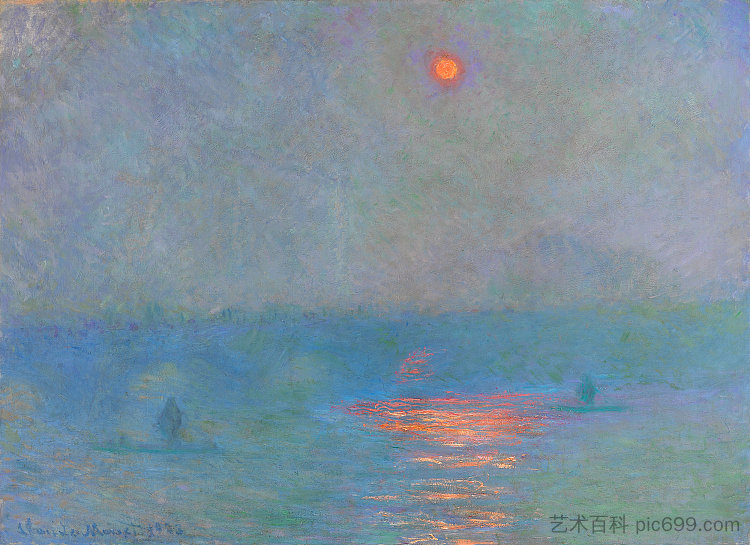 滑铁卢桥，雾中的阳光 Waterloo Bridge, Sunlight in the Fog (1903)，克劳德·莫奈