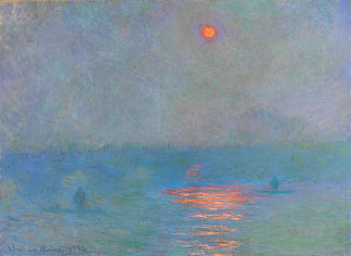 滑铁卢桥，雾中的阳光 Waterloo Bridge, Sunlight in the Fog (1903)，克劳德·莫奈