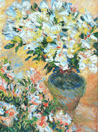 花盆里的白色杜鹃花 White Azaleas in a Pot (1885)，克劳德·莫奈