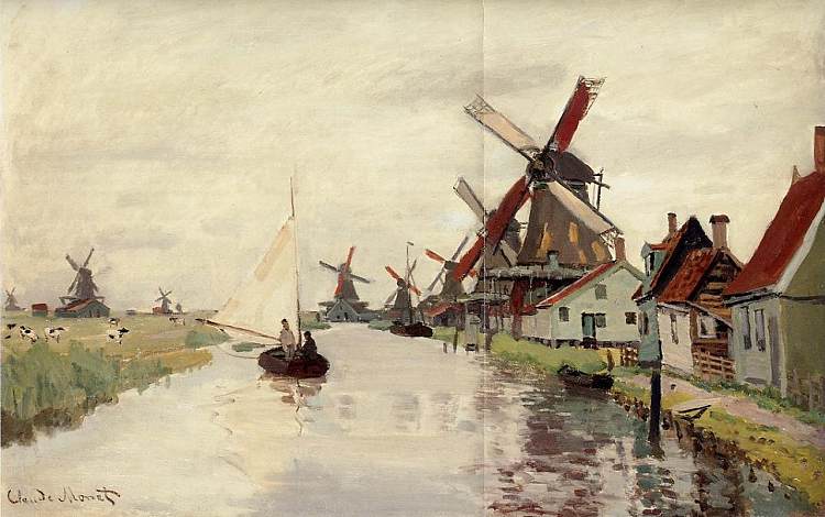 荷兰的风车 Windmills in Holland (1871)，克劳德·莫奈