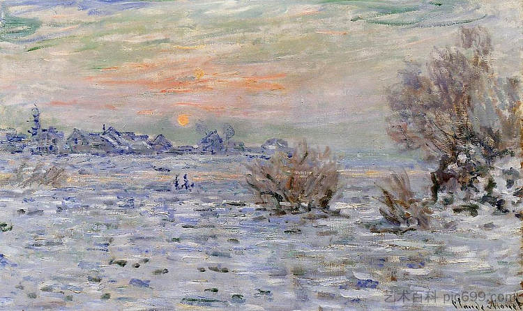 塞纳河上的冬天，拉瓦库尔 Winter on the Seine, Lavacourt (1879 - 1880)，克劳德·莫奈