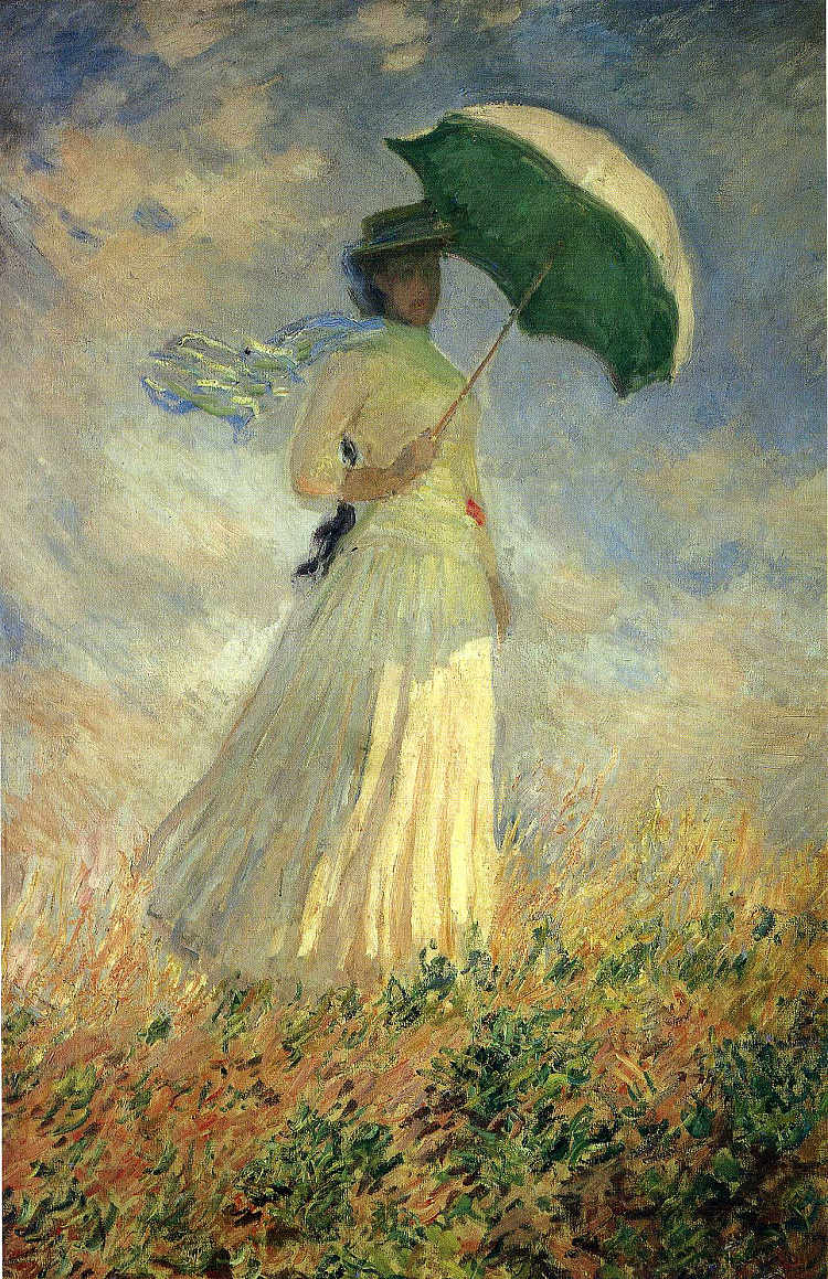 阳伞女子，面朝右(也称为户外人物研究(面朝右)) Woman with a Parasol, Facing Right (also known as Study of a Figure Outdoors (Facing Right)) (1886)，克劳德·莫奈