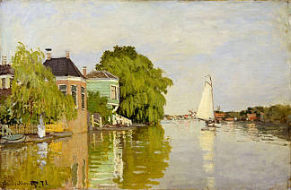 阿赫泰尔赞的房屋 Houses on the Achterzaan (1871; Zaandam,Netherlands                     )，克劳德·莫奈