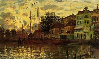 赞丹， 堤坝， 晚上 Zaandam, The Dike, Evening (1871)，克劳德·莫奈