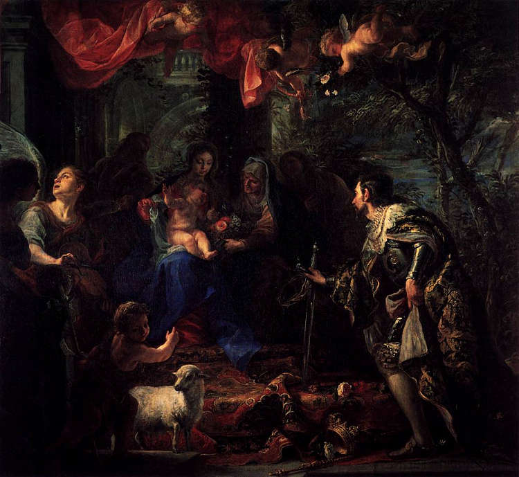 克劳迪奥·科埃洛 - 法国国王圣路易斯崇拜的圣母子(1668年) Claudio Coello - Virgin and Child Adored by St Louis, King of France (1668) (1665 - 1668),克劳迪奥·科埃洛